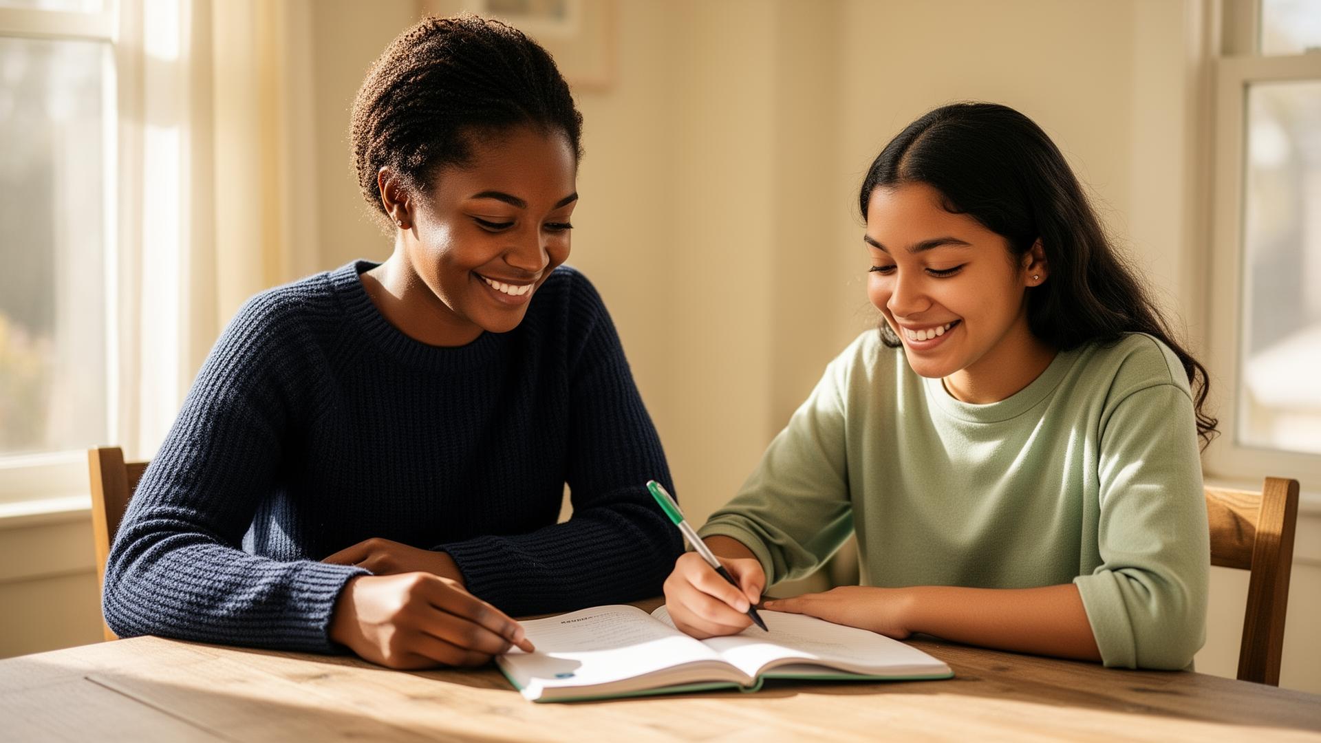 A student working through a lesson with a supportive educator